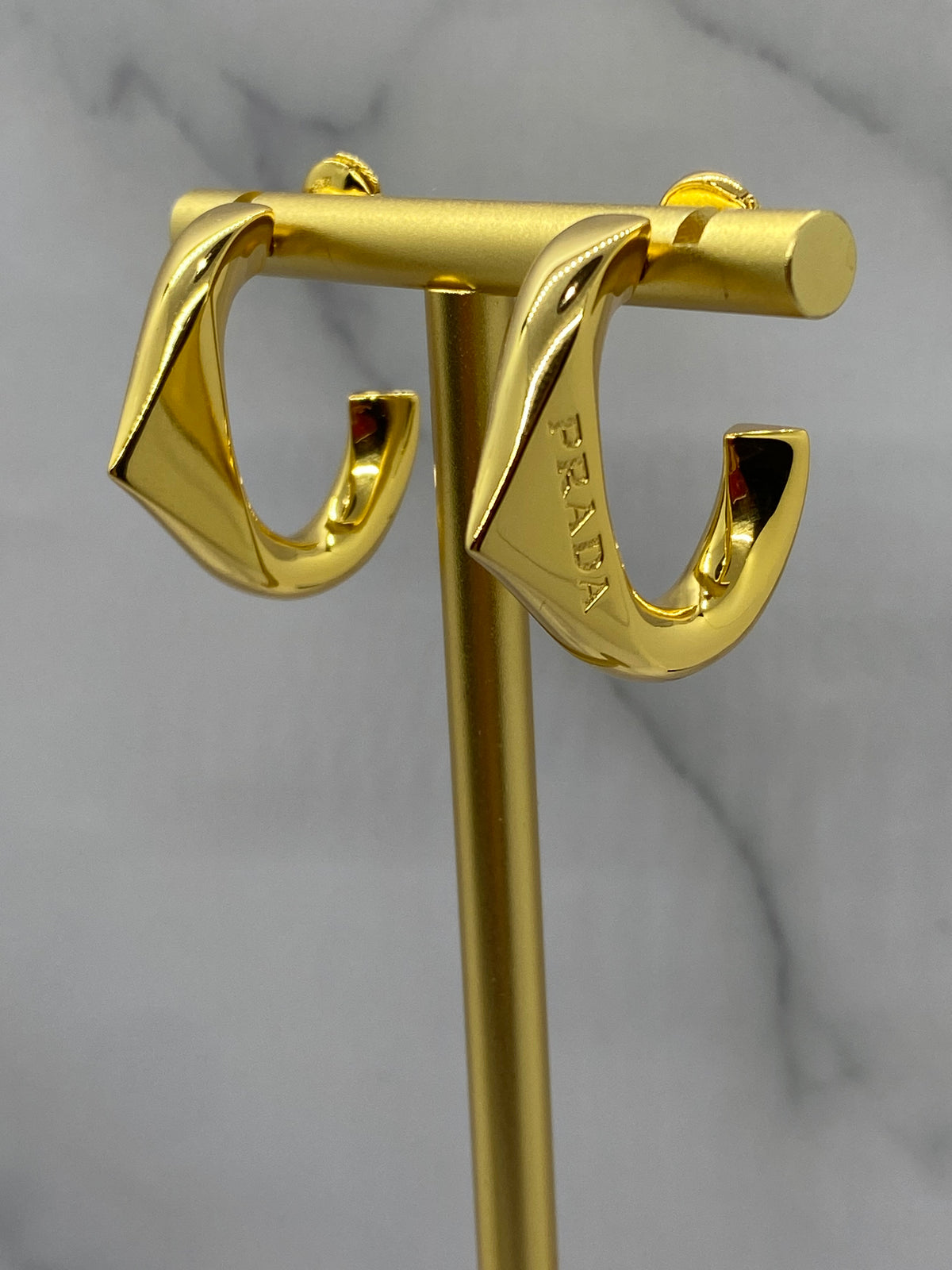 PRADA Gold Tone Loop Earrings - Pre owned