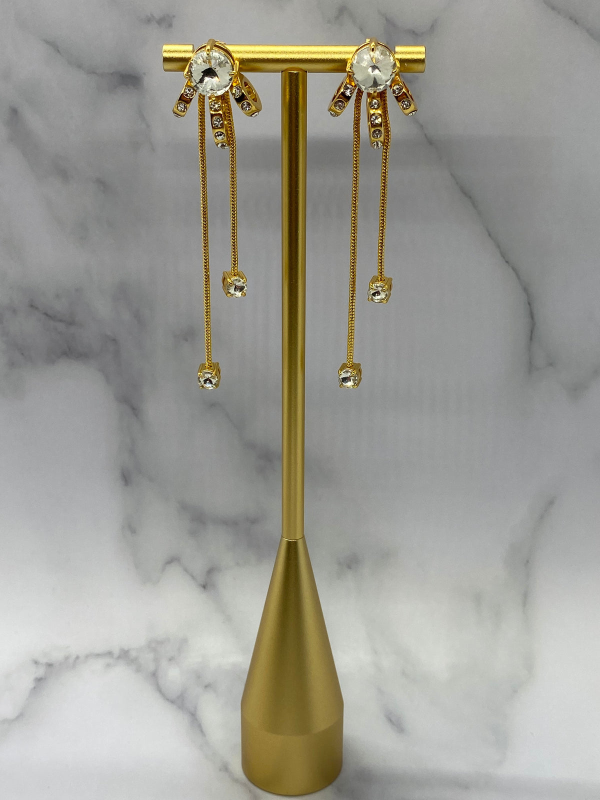 MIU MIU Gold Tone Rhinestone Asymmetric Earrings - Pre owned