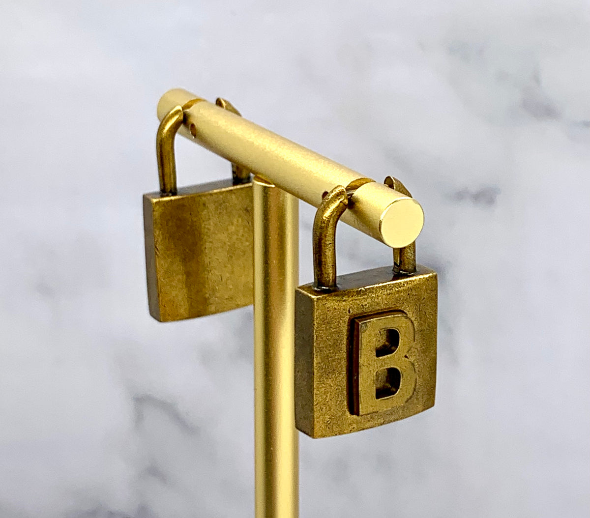 BALENCIAGA BB Brass Lock Earrings - Pre owned