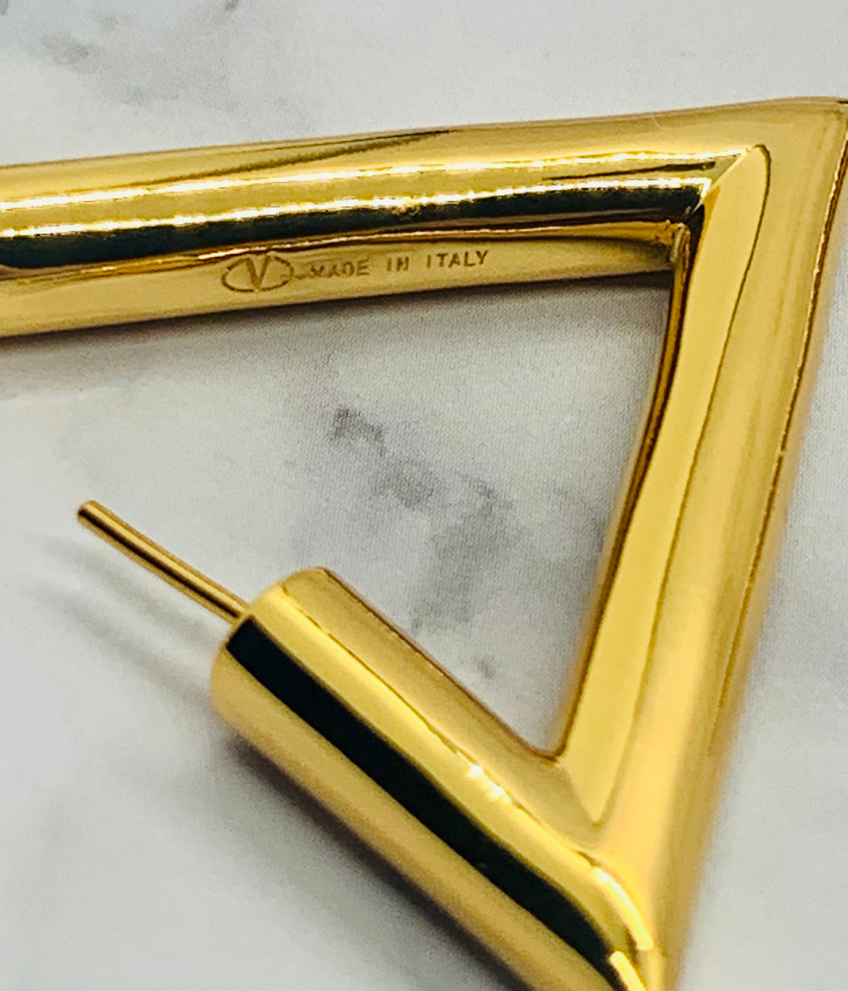 VALENTINO V Gold Tone Hoop Earrings - Pre owned