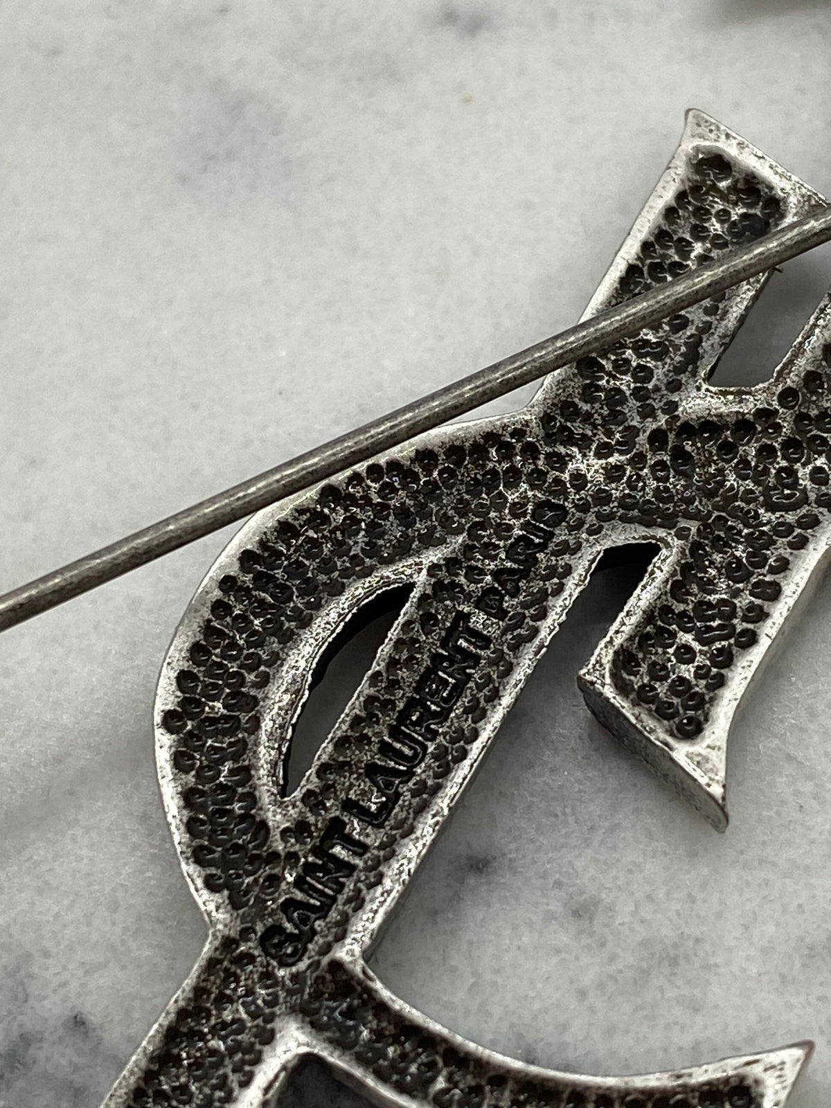 YSL Yves Saint Laurent Silver Tone Brooch Pin - Pre owned