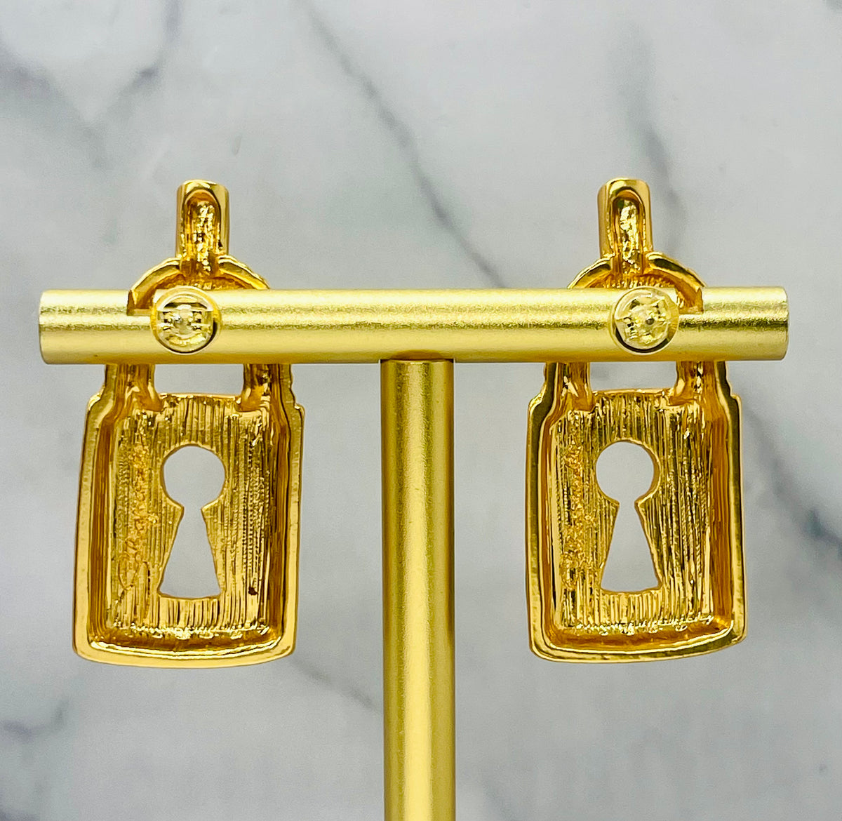 SCHIAPARELLI Vintage Enamel Lock Earrings - Pre owned