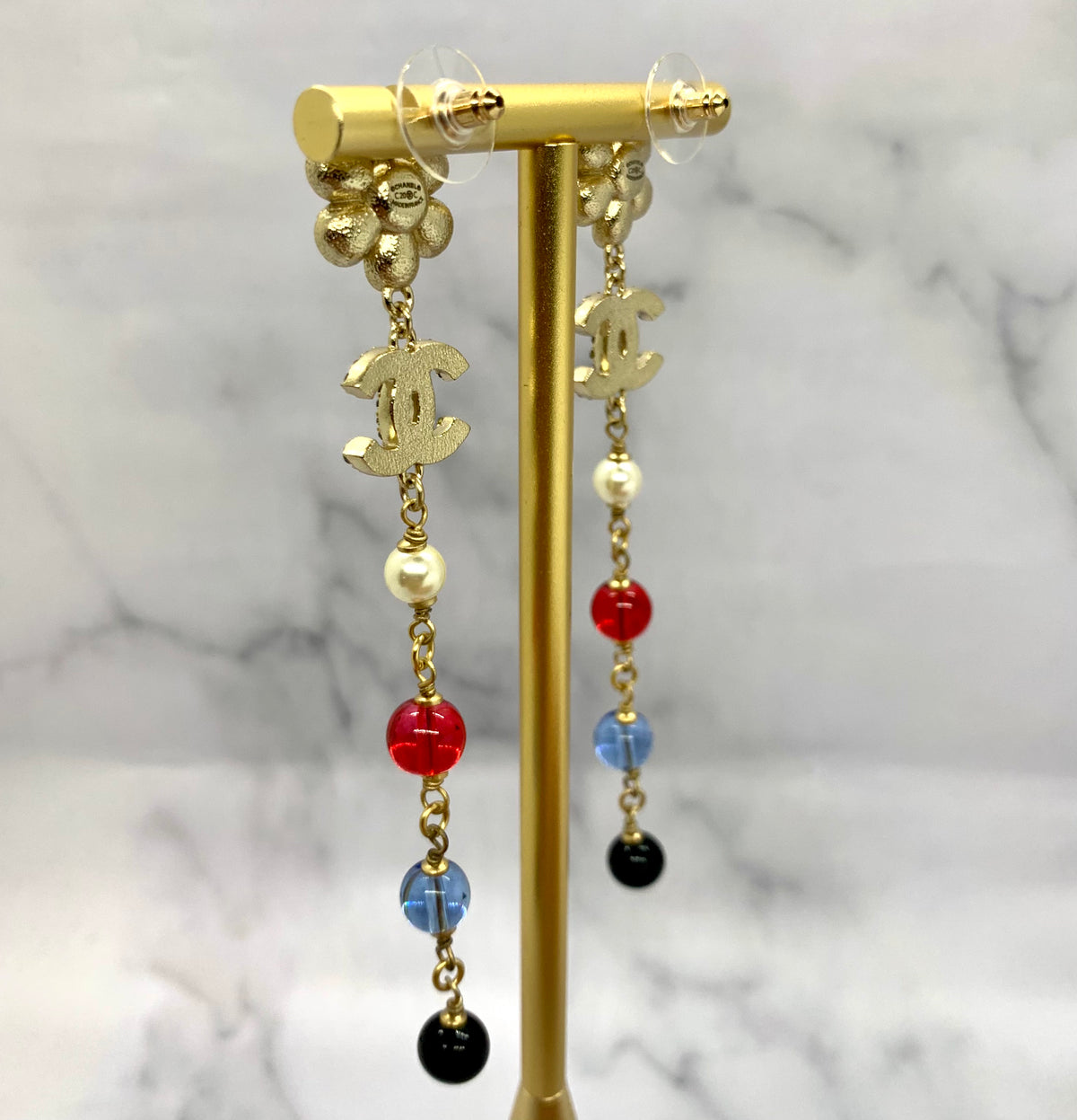 CHANEL CC Pendant Rhinestone Earrings - Pre owned