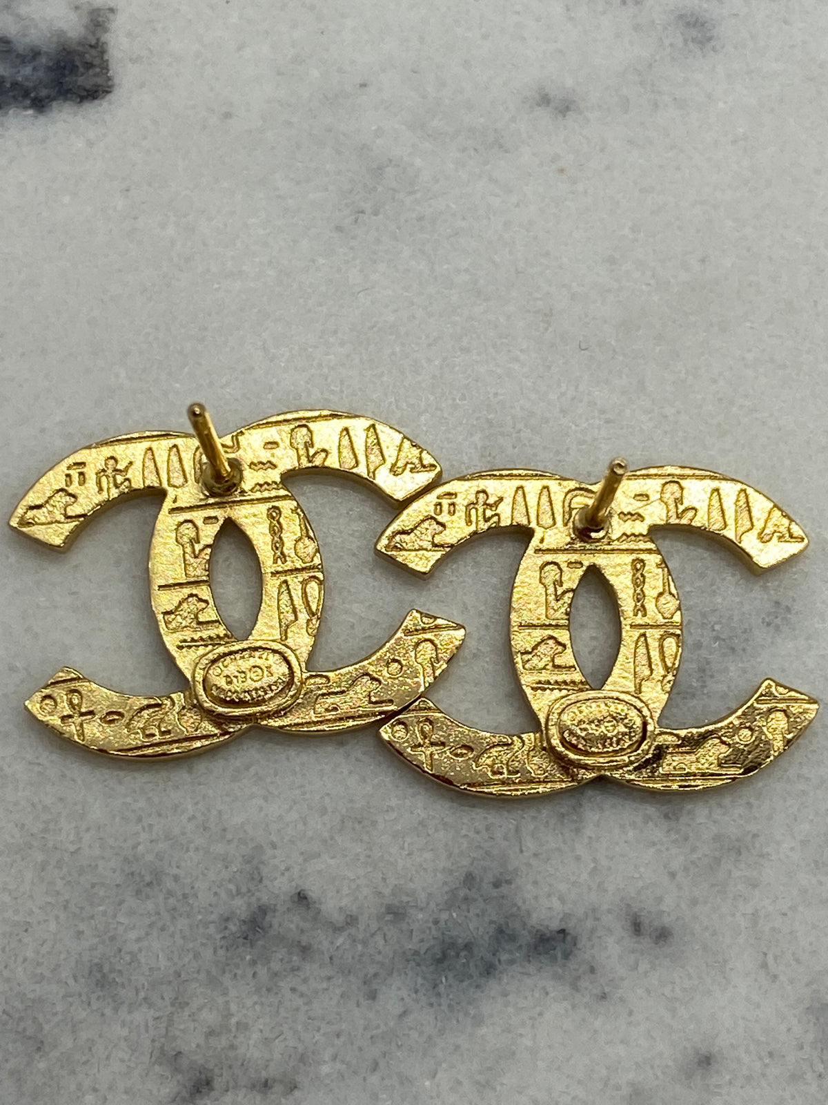 CHANEL CC Hieroglyphics Earrings - USED