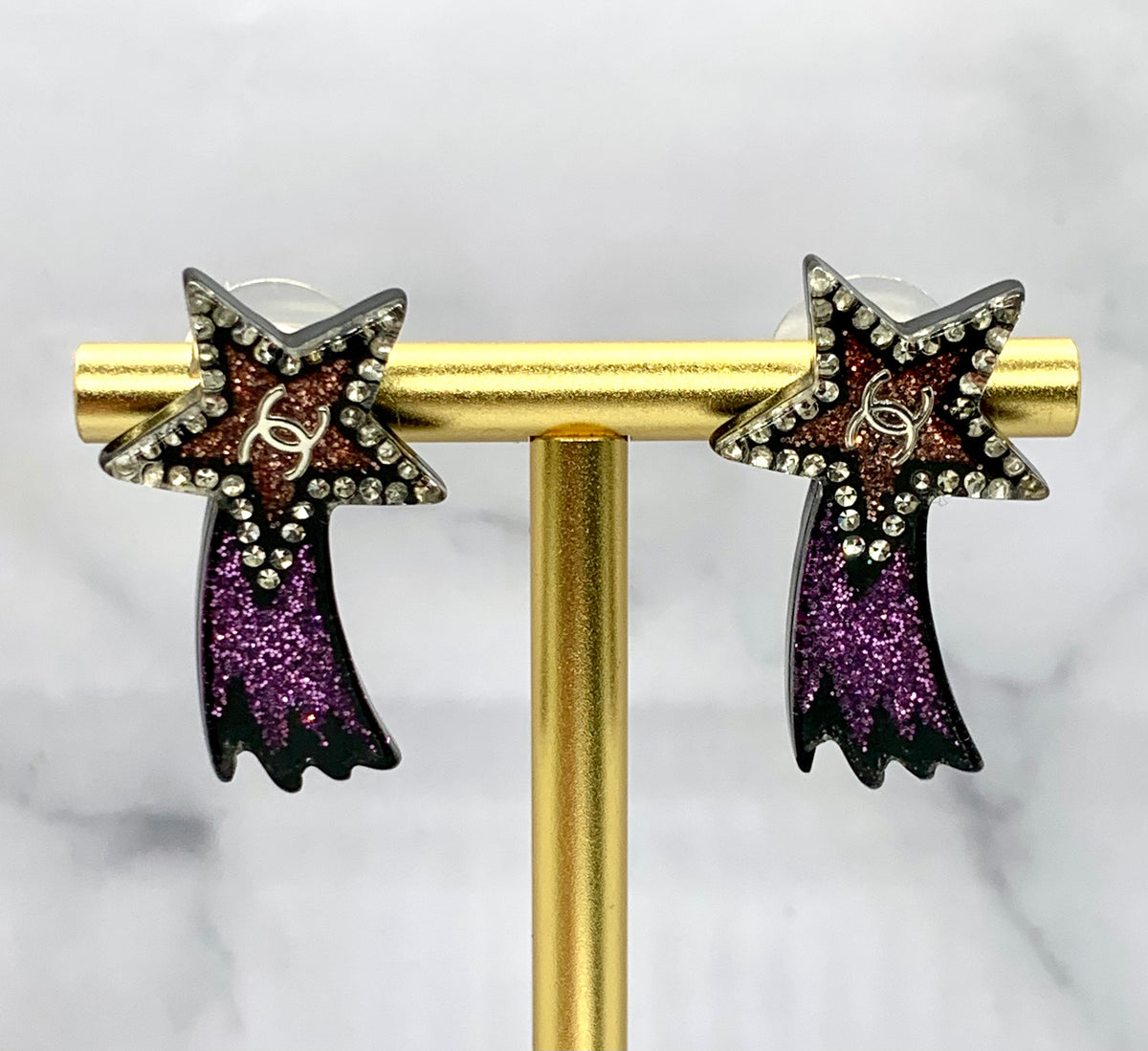 CHANEL CC Plastic Shooting Star Earrings - USED