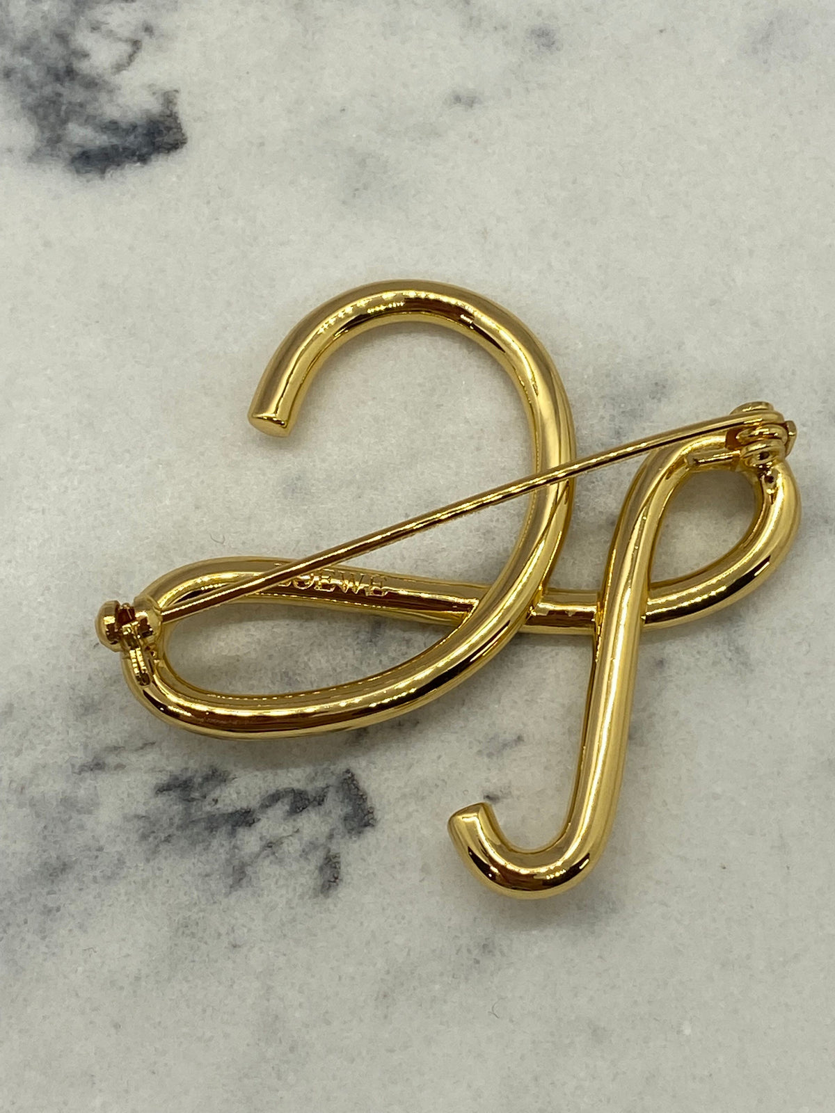 LOEWE L Gold Tone Brooch Pin - Pre owned