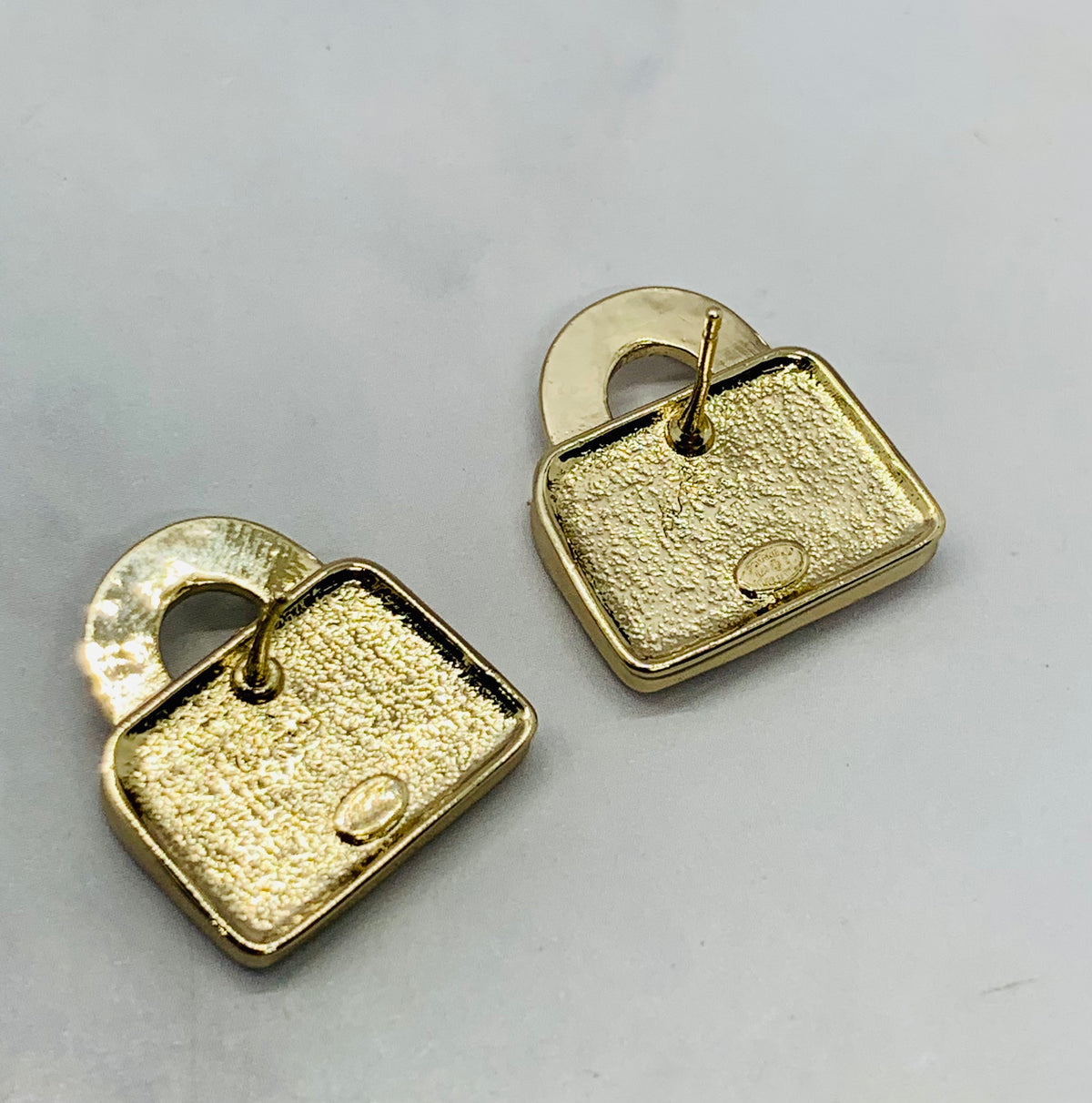 CHANEL CC Pink Enamel Bag Shaped Earrings - Pre owned