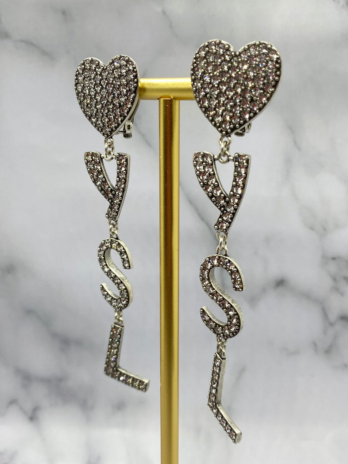 YSL Yves Saint Laurent Rhinestone Pendant Earrings - Pre owned