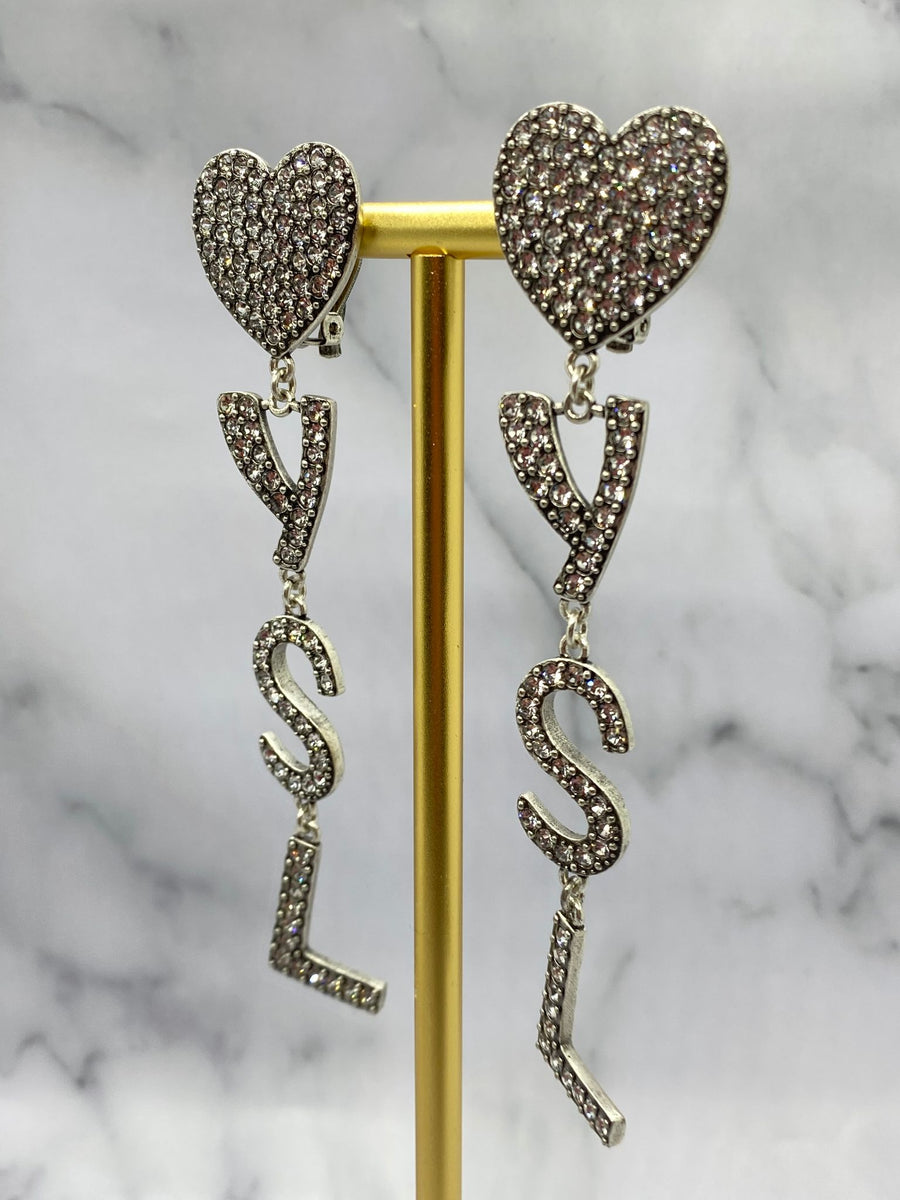 YSL Yves Saint Laurent Rhinestone Pendant Earrings - Pre owned