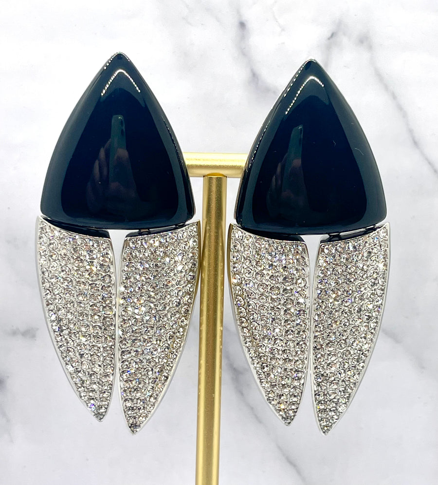 YSL YVES SAINT LAURENT Resin & Rhinestone Earrings - Pre owned