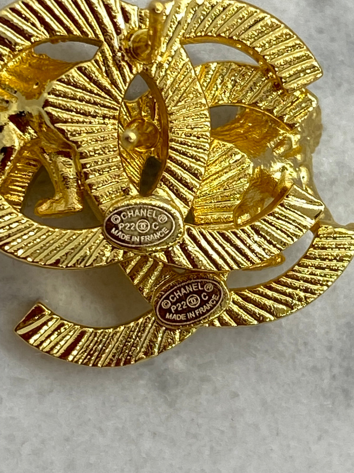 CHANEL CC Gold Tone Lion Earrings - Pre owned