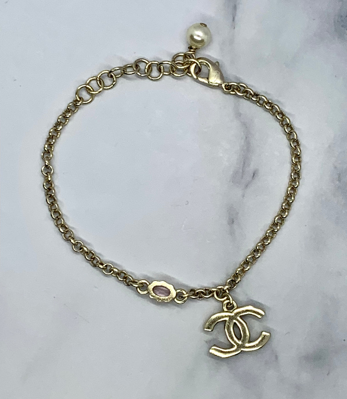 CHANEL CC Rhinestone Charm Bracelet - Pre owned