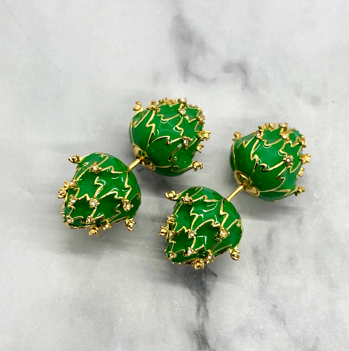 BOTTEGA VENETA Green Coral Reef Earrings - Pre owned
