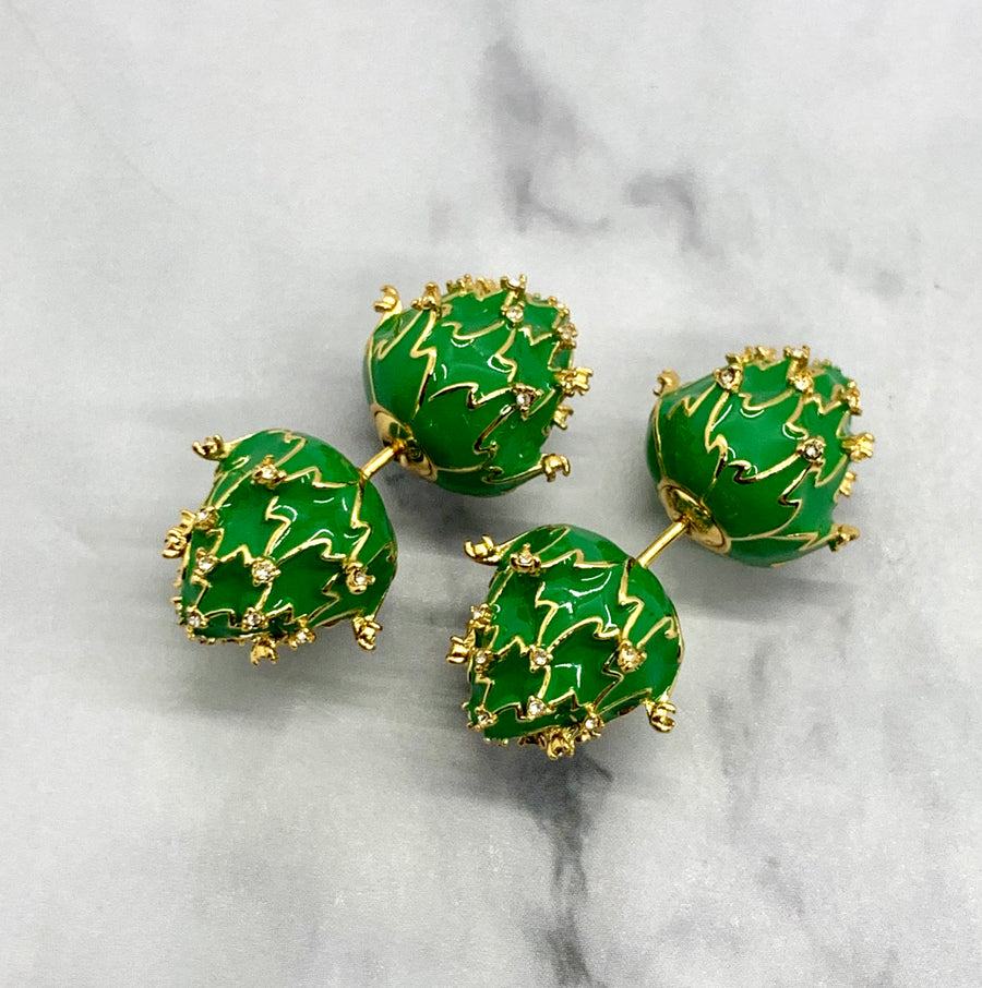 BOTTEGA VENETA Green Coral Reef Earrings - Pre owned