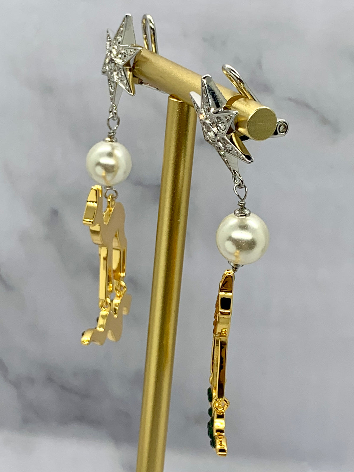 MIU MIU Rhinestone Pendant Earrings - Pre owned