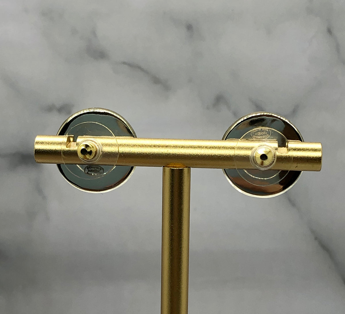Auth CHANEL CC Gold Tone Bubble Earrings - USED