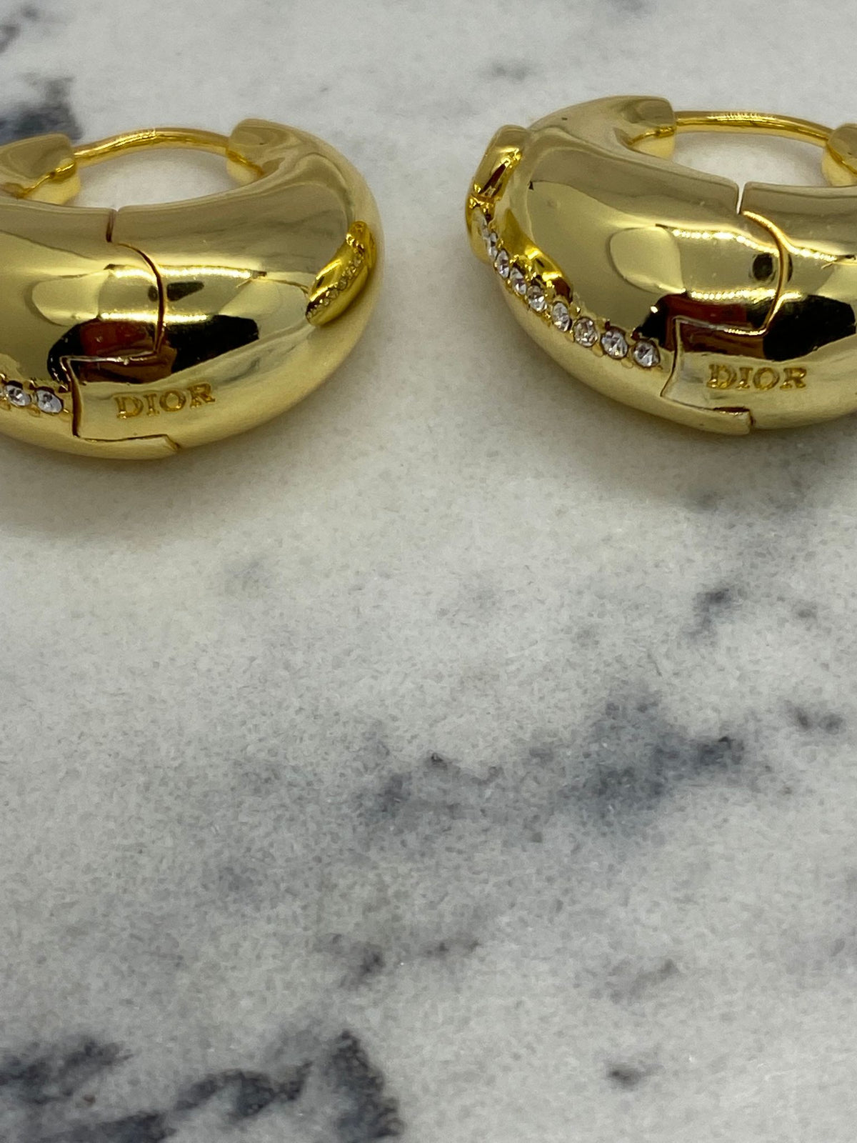 CHRISTIAN DIOR Gold Tone Chunky Hoop Earrings - Pre owned