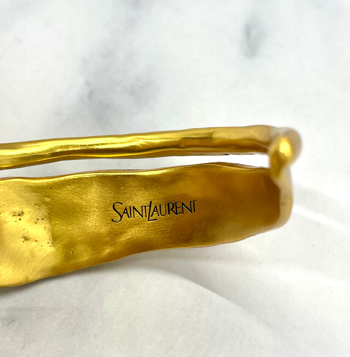 YSL YVES SAINT LAURENT Gold Tone Cuff Bracelet - Pre owned
