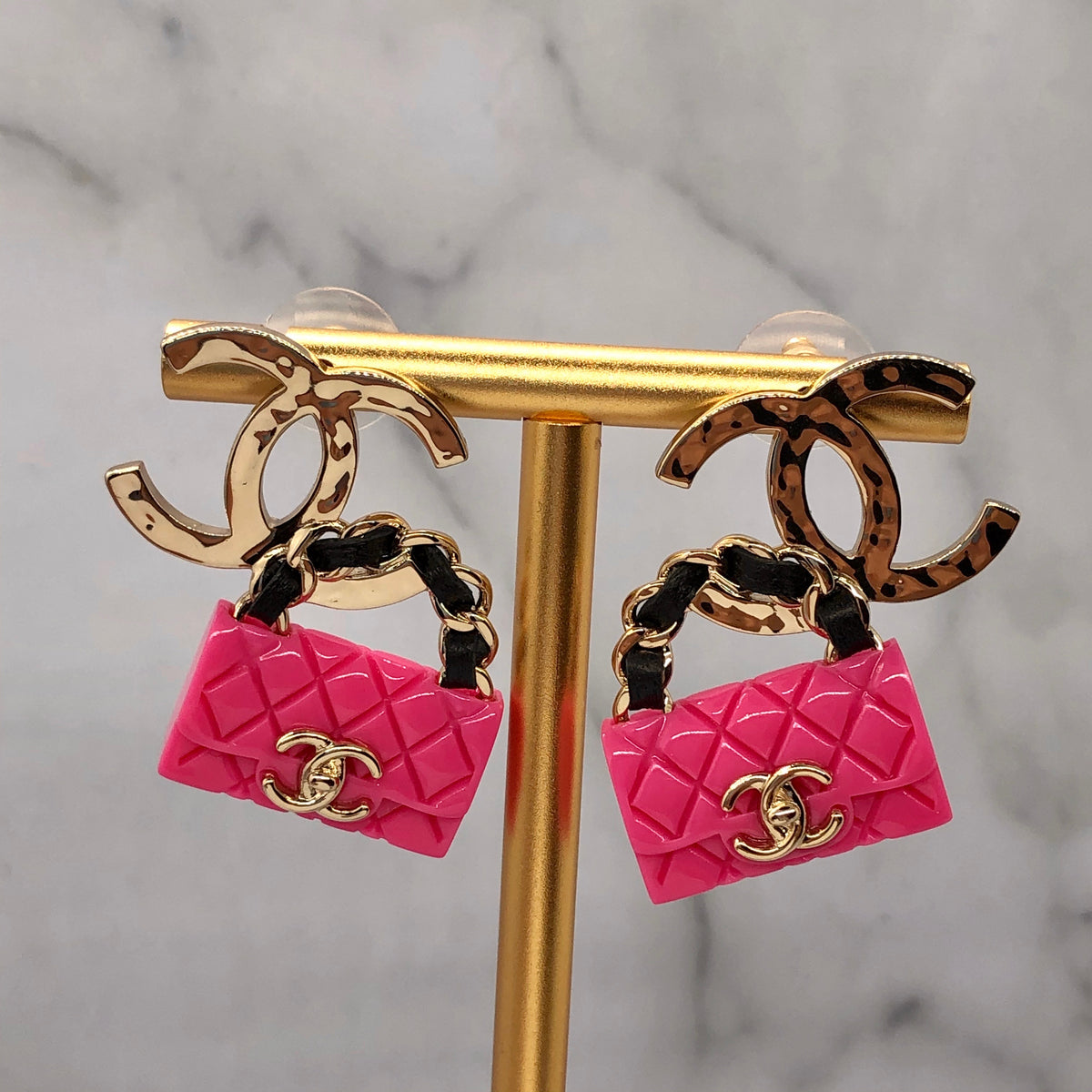 CHANEL CC Pink Handbag Earrings - Pre owned