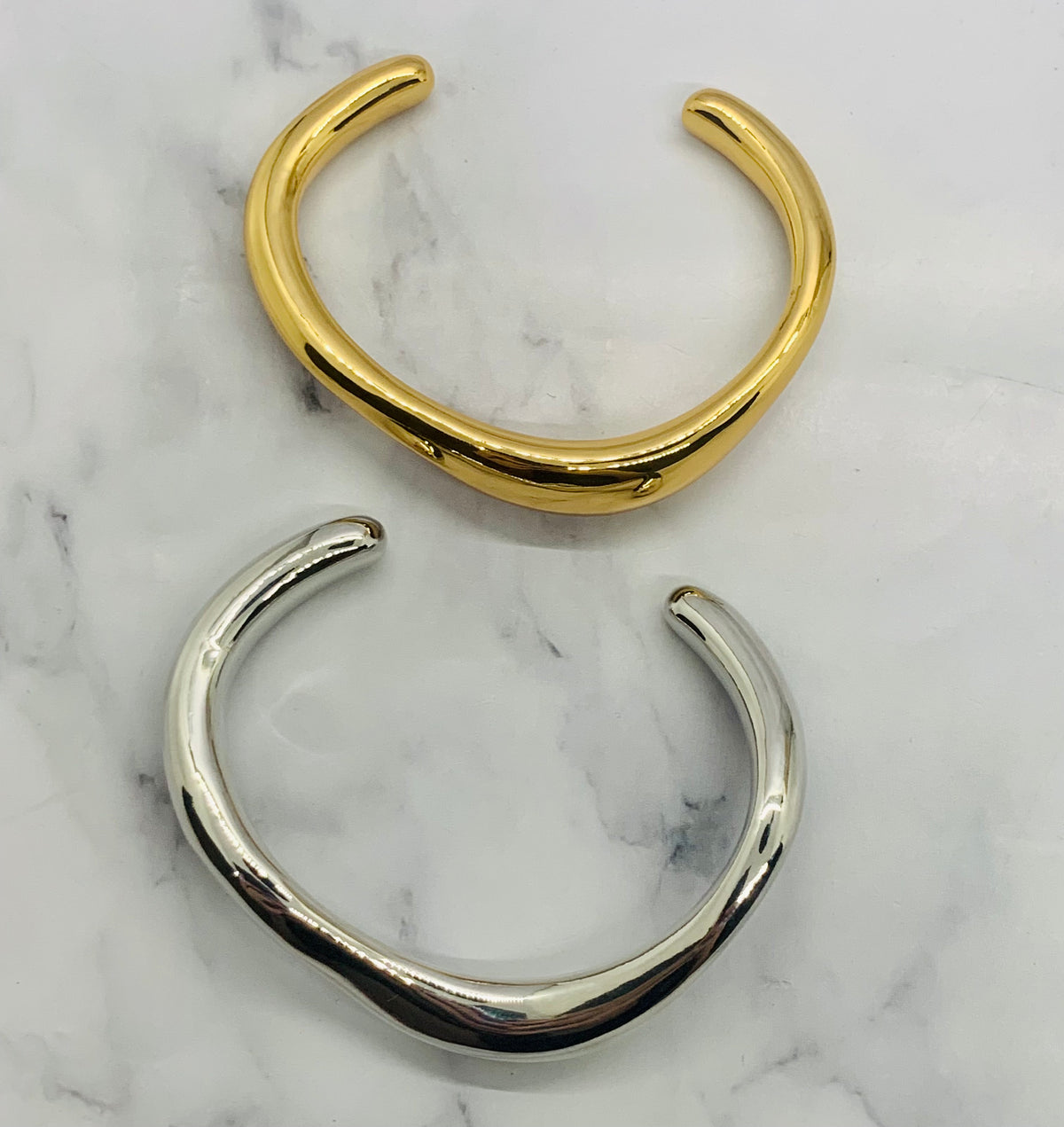 YSL YVES SAINT LAURENT Gold & Silver Cuff Bracelet Set - Pre owned