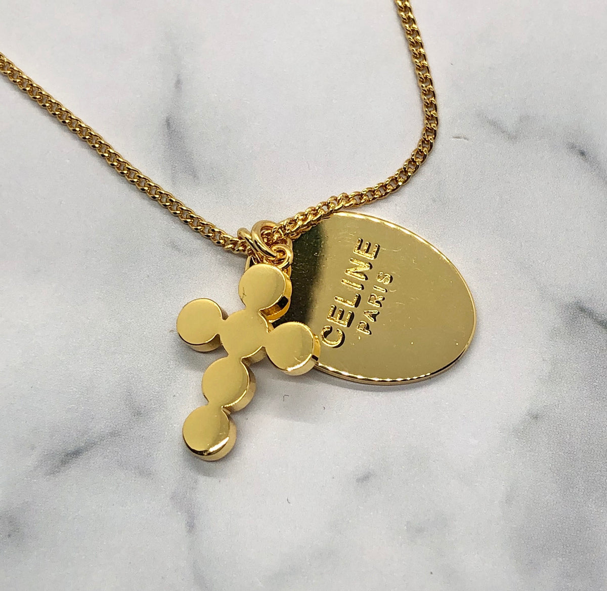 CELINE Monogram Cross Charms Necklace - Pre owned