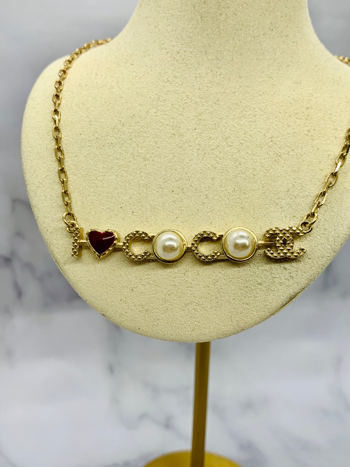 CHANEL I Heart Coco CC Necklace - USED
