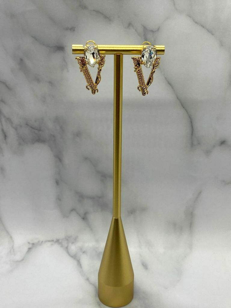 VERSACE V Elaborate Runway Rhinestone Earrings - Pre owned