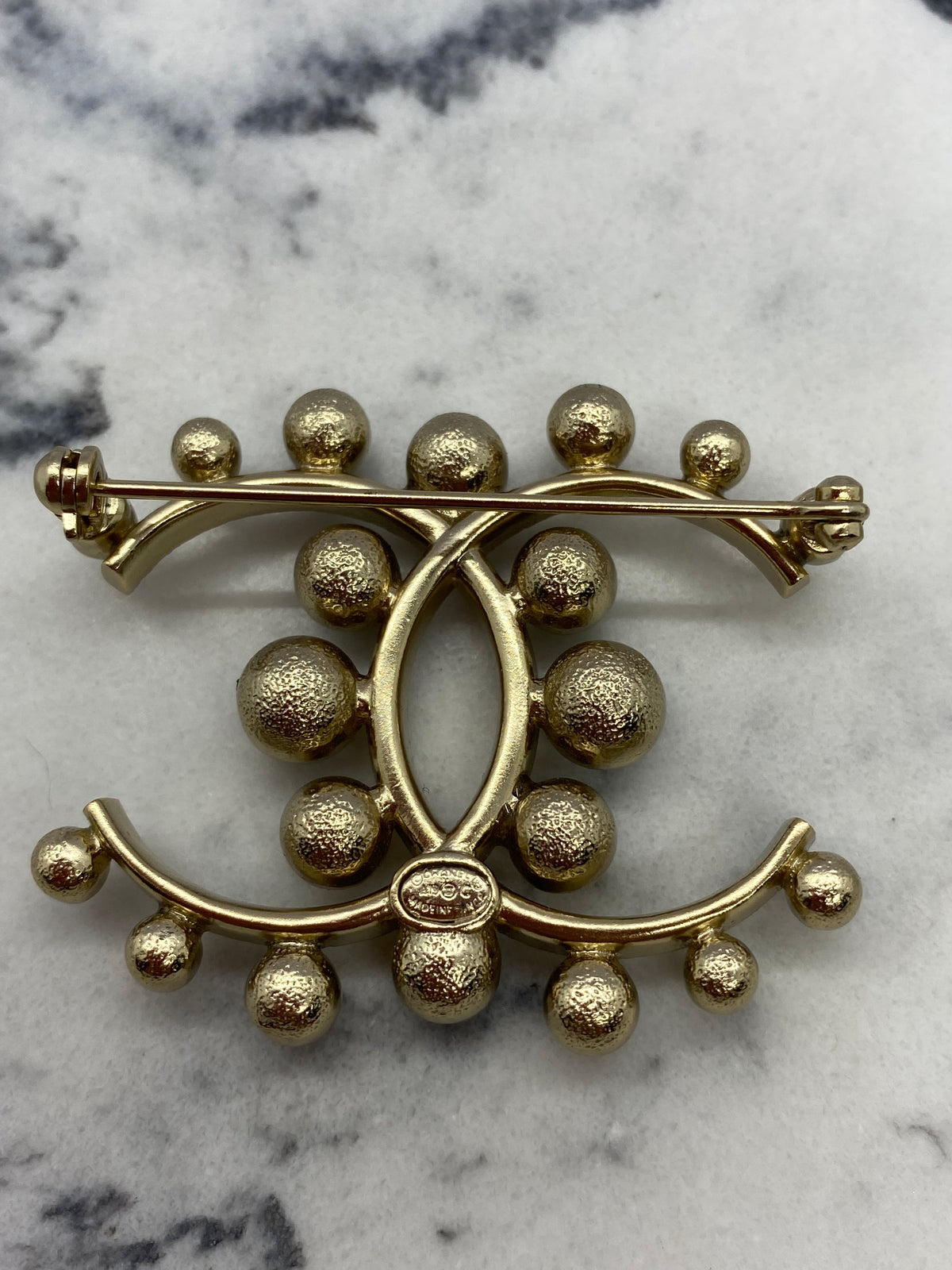 CHANEL CC Rhinestone Brooch Pin - USED