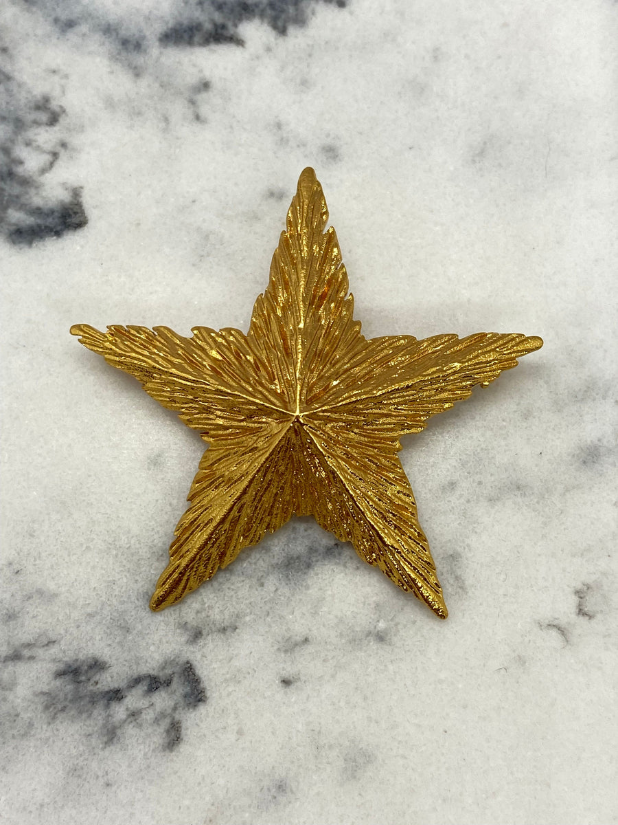 YSL Yves Saint Laurent Gold Tone Star Brooch Pin - Pre owned