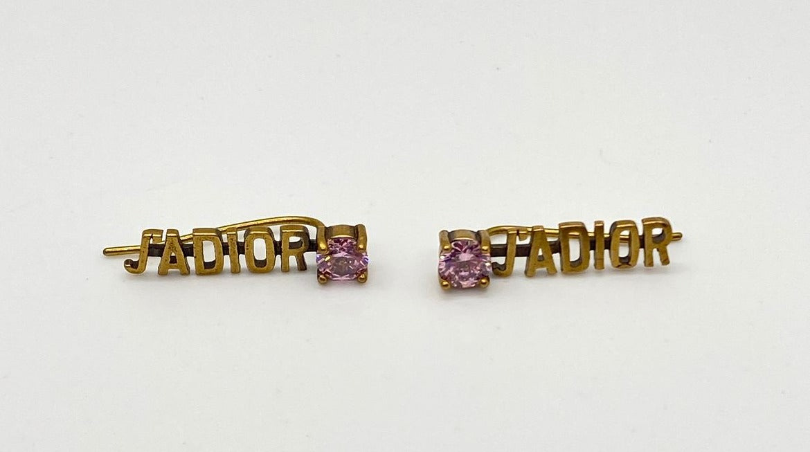CHRISTIAN DIOR J'Adior Small Pink Rhinestone Climber Earrings - Pre owned