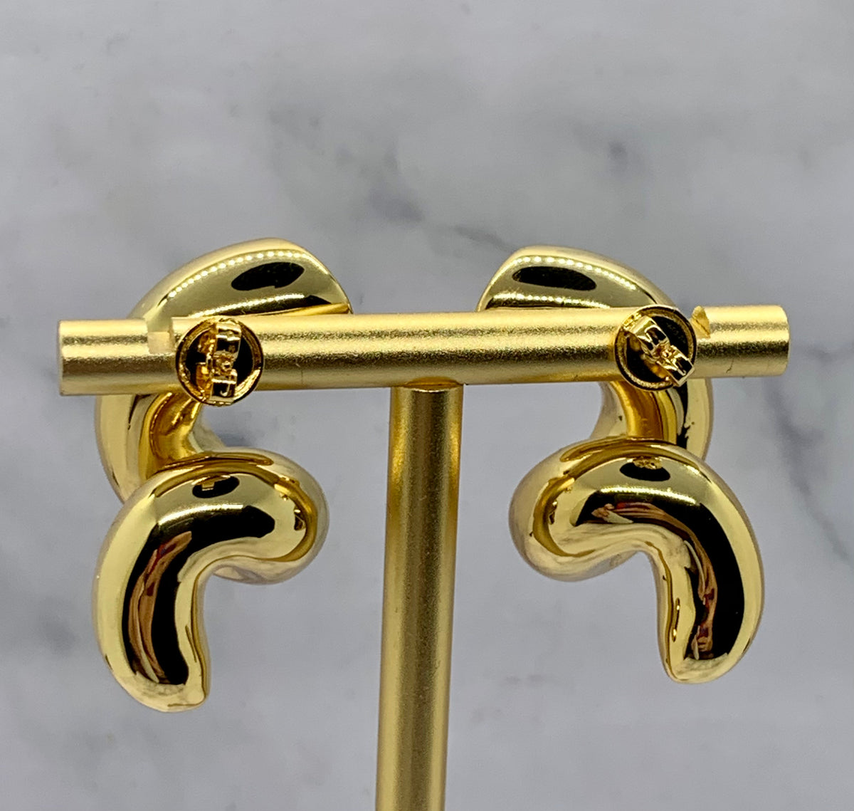 BOTTEGA VENETA Gold Tone Noodle Earrings - Pre owned