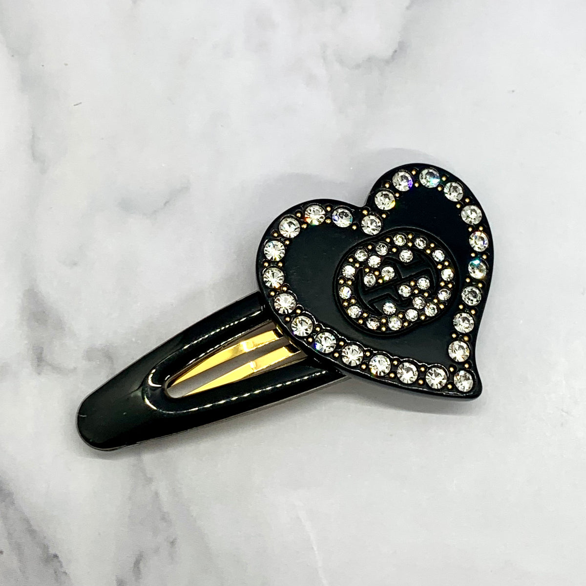 GUCCI Heart Rhinestone Hair Clip - Pre owned