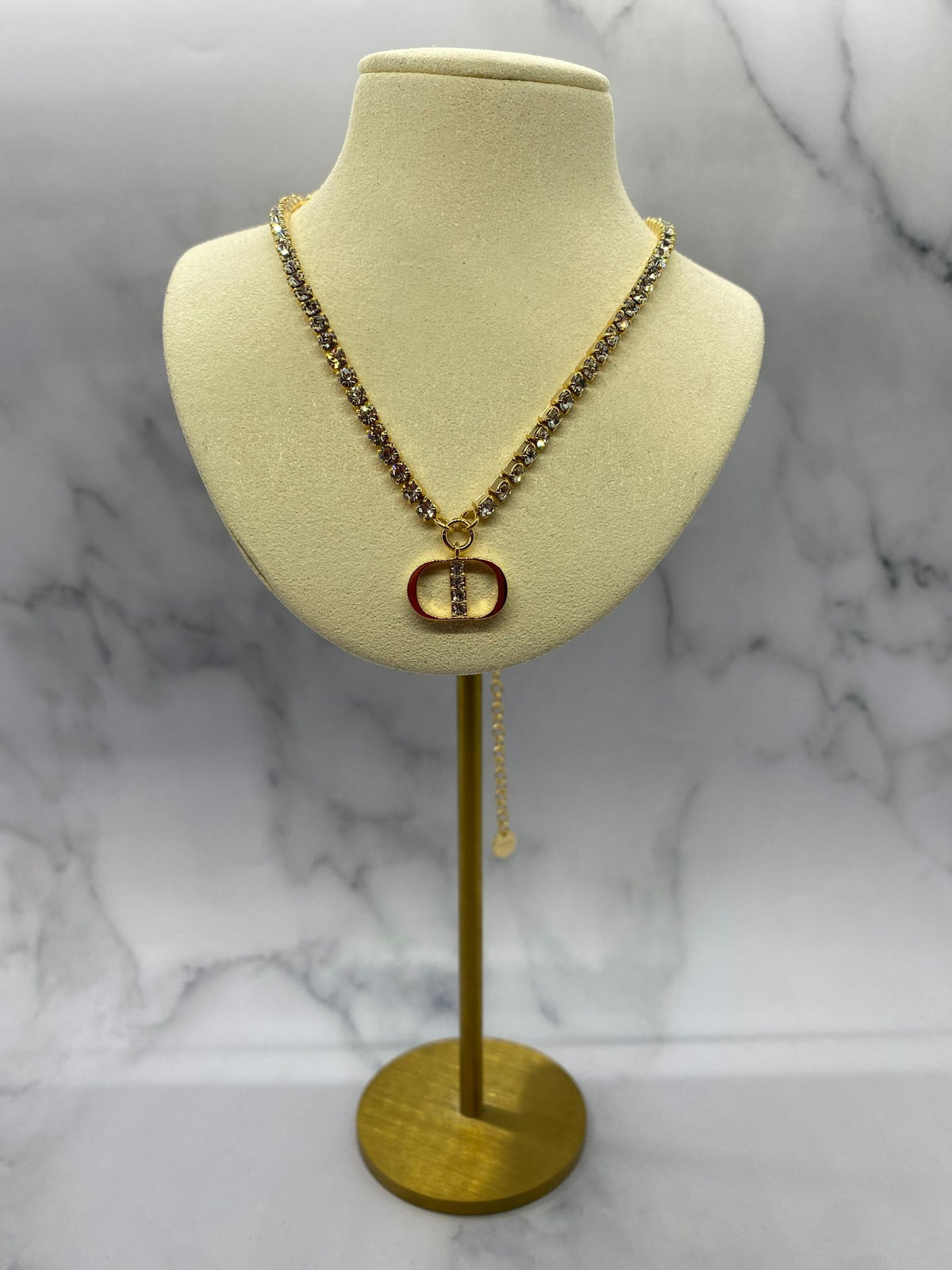 CHRISTIAN DIOR CD Rhinestone Statement Necklace - Pre owned