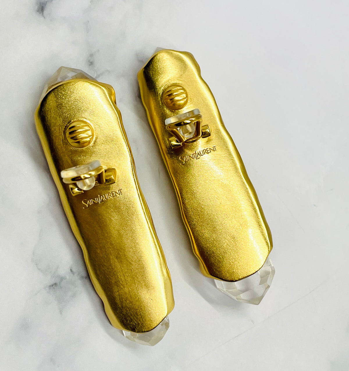 YSL YVES SAINT LAURENT Crystal Shard Clip On Earrings - Pre owned