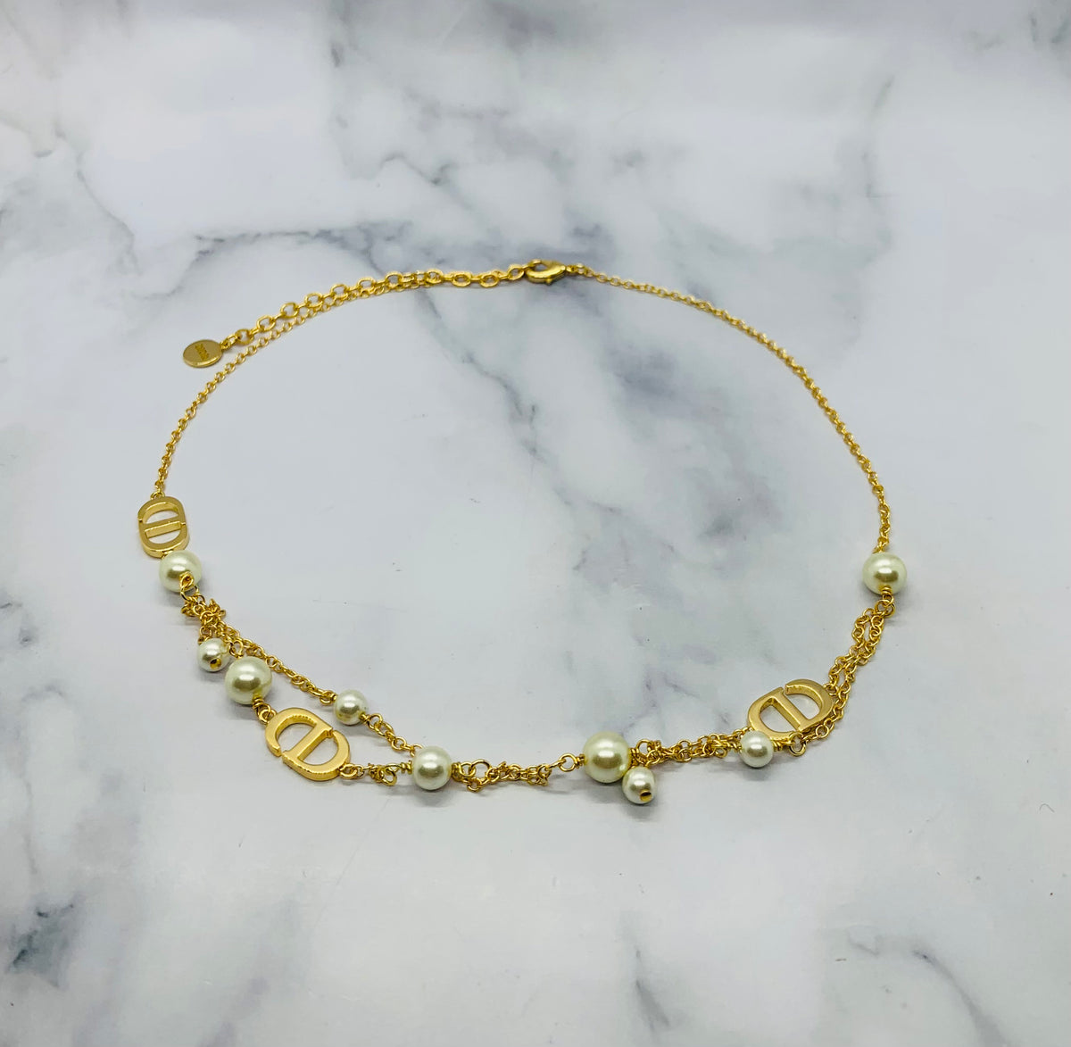 CHRISTIAN DIOR CD Pearl Statement Necklace - Pre owned