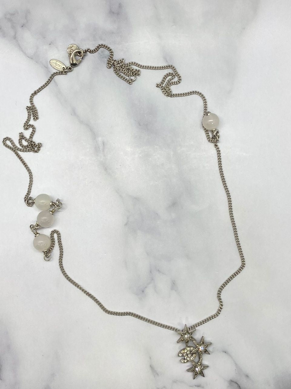 CHANEL CC 2015 Silver Tone Long Necklace - Pre owned