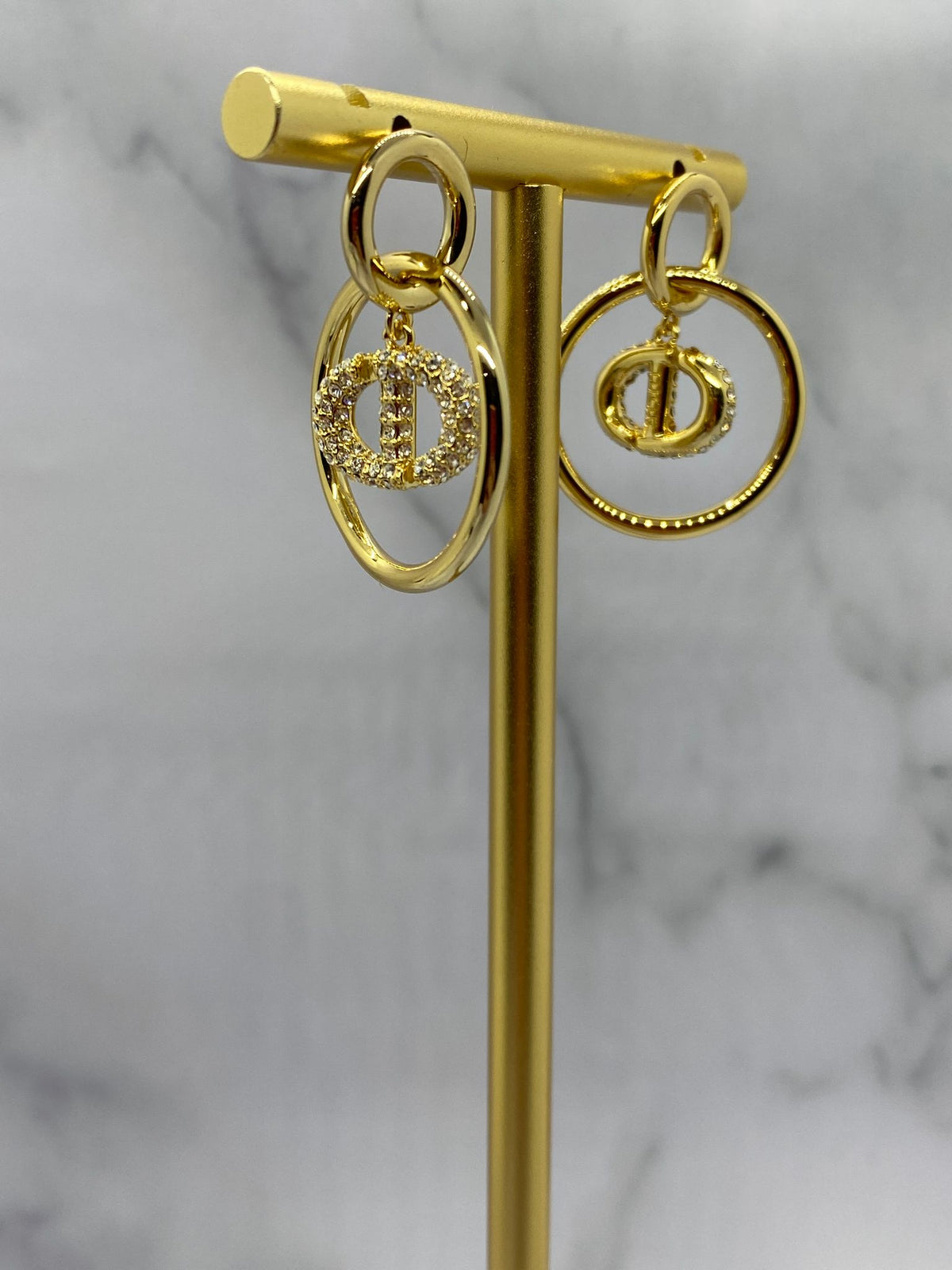 CHRISTIAN DIOR Rhinestone Hoop Earrings - Pre owned