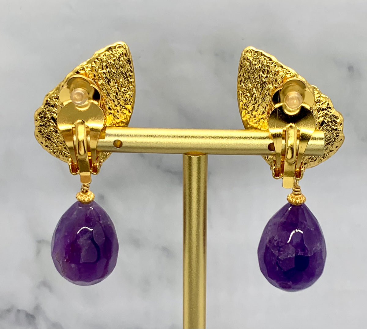 YSL YVES SAINT LAURENT Amethyst Wing Clip On Earrings - Pre owned