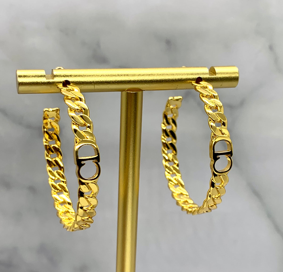 CHRISTIAN DIOR CD Gold Hoop Earrings Earrings - Pre owned