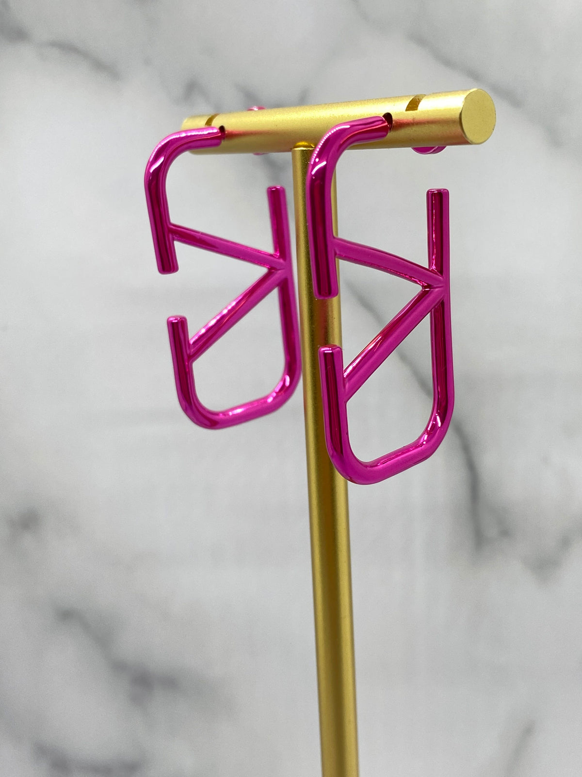 VALENTINO V Pink Hoop Earrings - USED