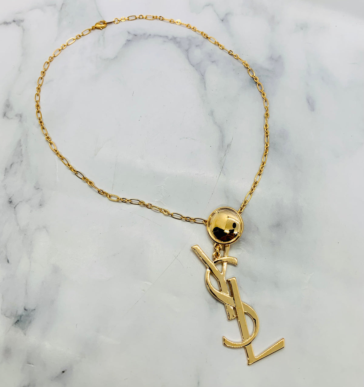 YSL YVES SAINT LAURENT Vintage Monogram Necklace- USED