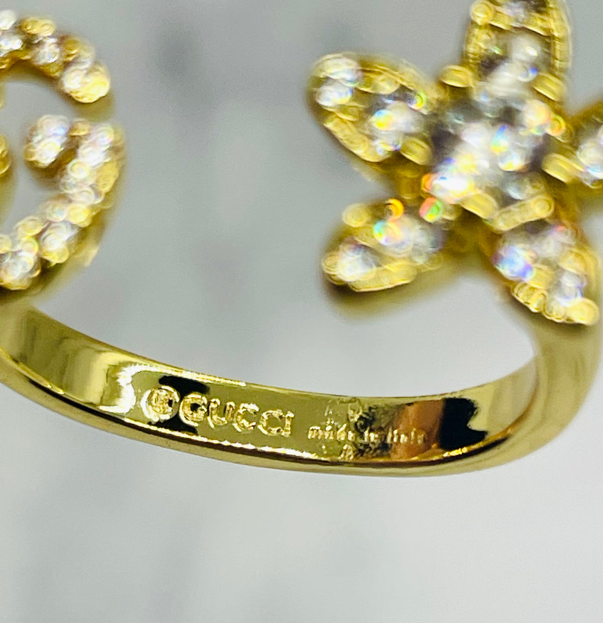GUCCI Rhinestone Daisy Adjustable Ring - Pre owned