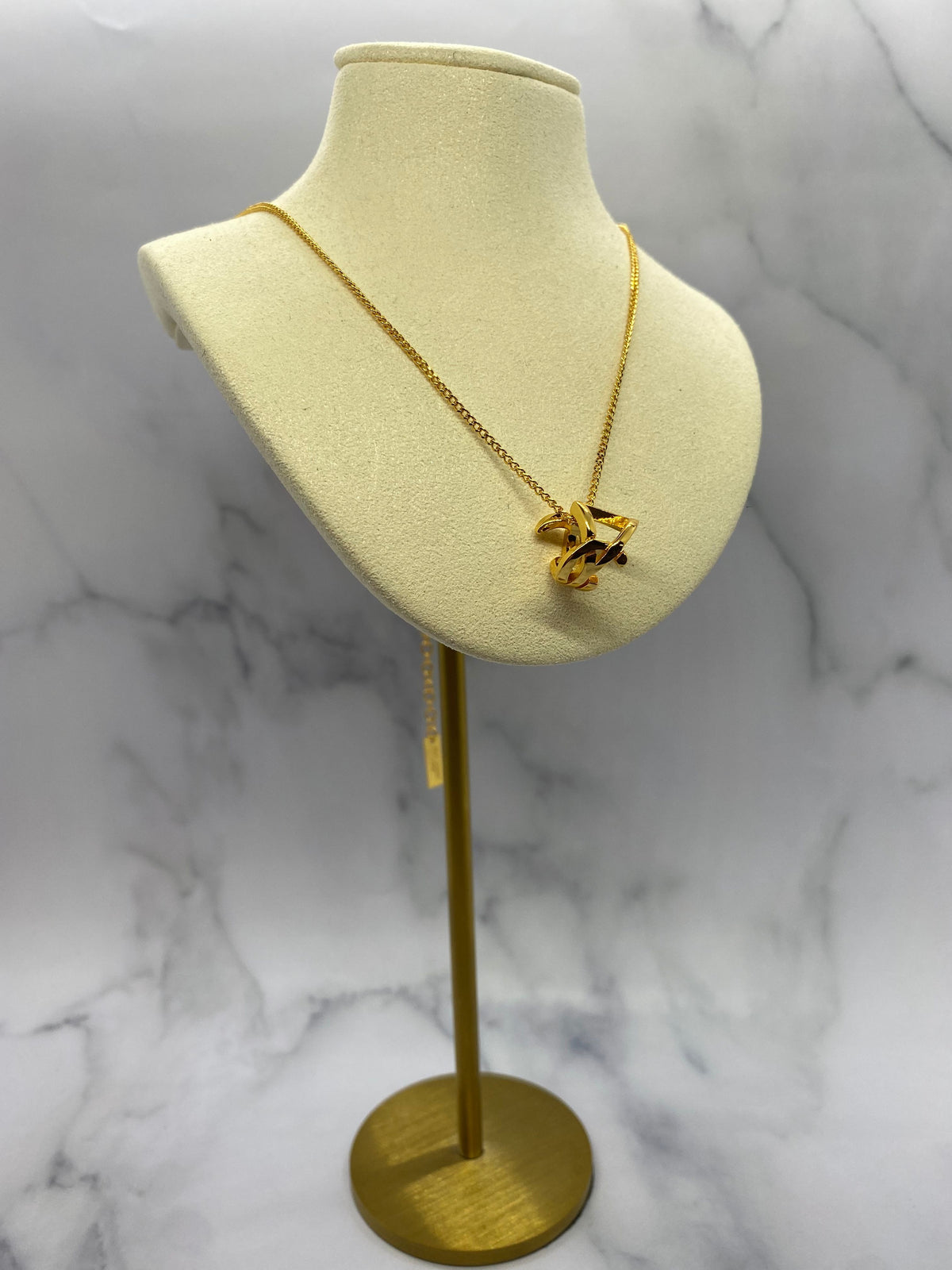 YSL Yves Saint Laurent Monogram Gold Charm Necklace - Pre owned