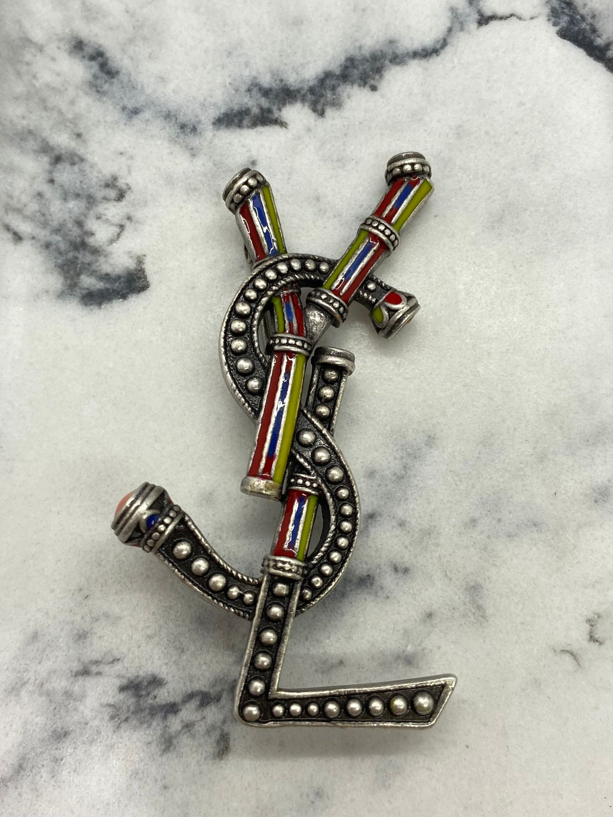 YSL Yves Saint Laurent Colorful Brooch Pin - USED