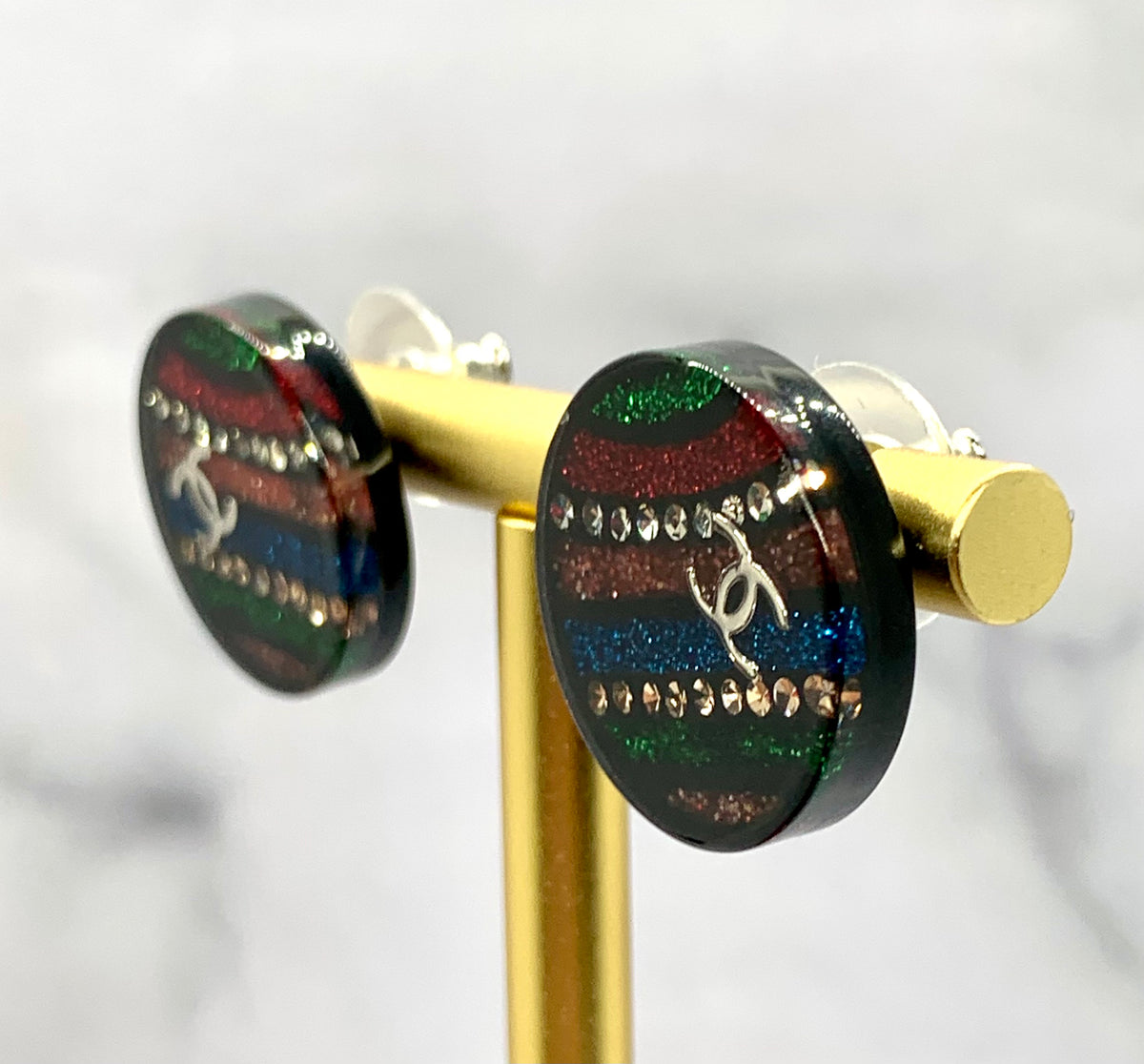 CHANEL CC 2017 Galaxy Button Earrings - Pre owned