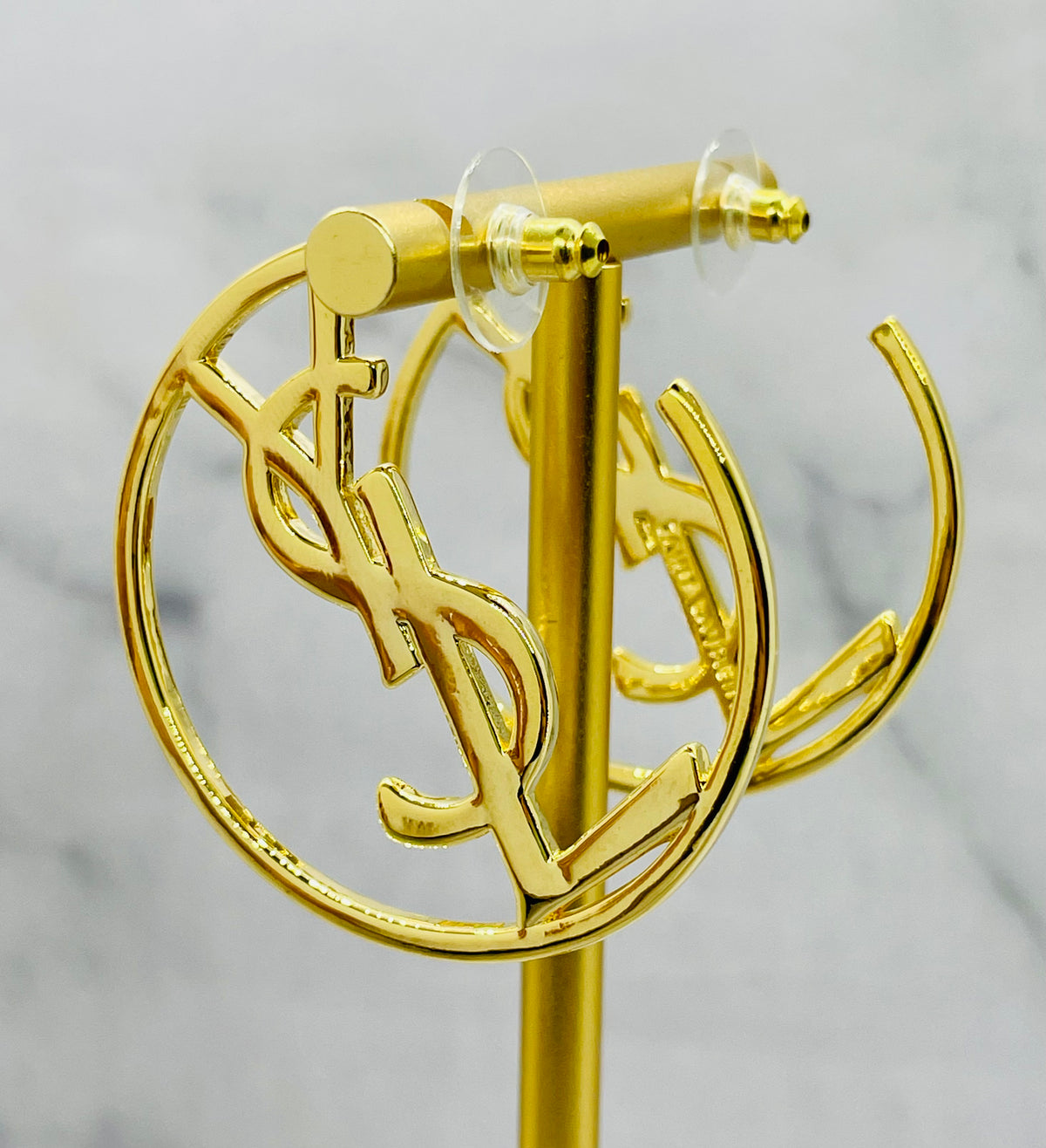YSL YVES SAINT LAURENT Monogram Hoop Earrings - Pre owned