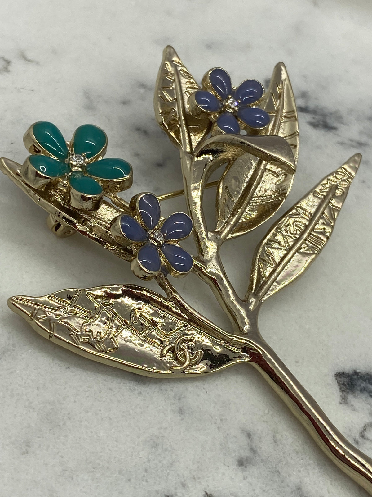 CHANEL CC Flower Branch Brooch - DAMAGED
