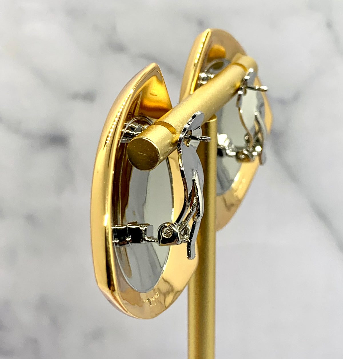 YSL YVES SAINT LAURENT Metal Shield Clip On Earrings - Pre owned