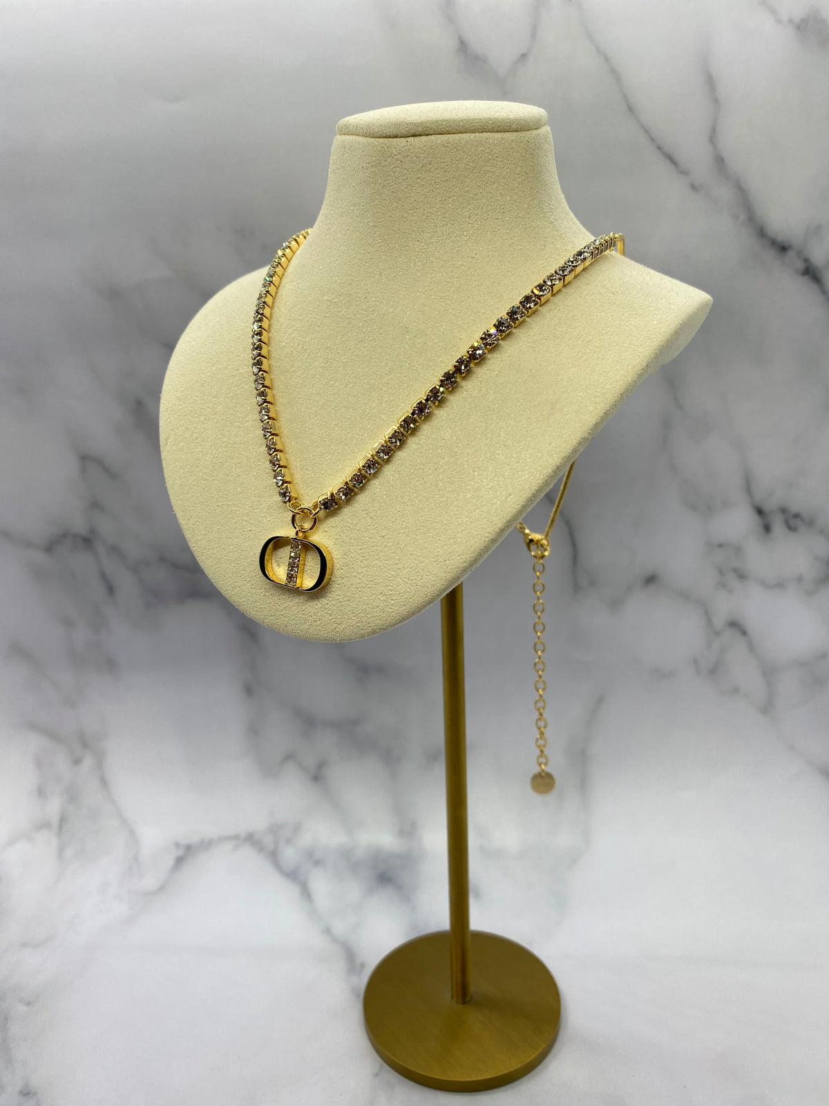 CHRISTIAN DIOR CD Rhinestone Statement Necklace - Pre owned
