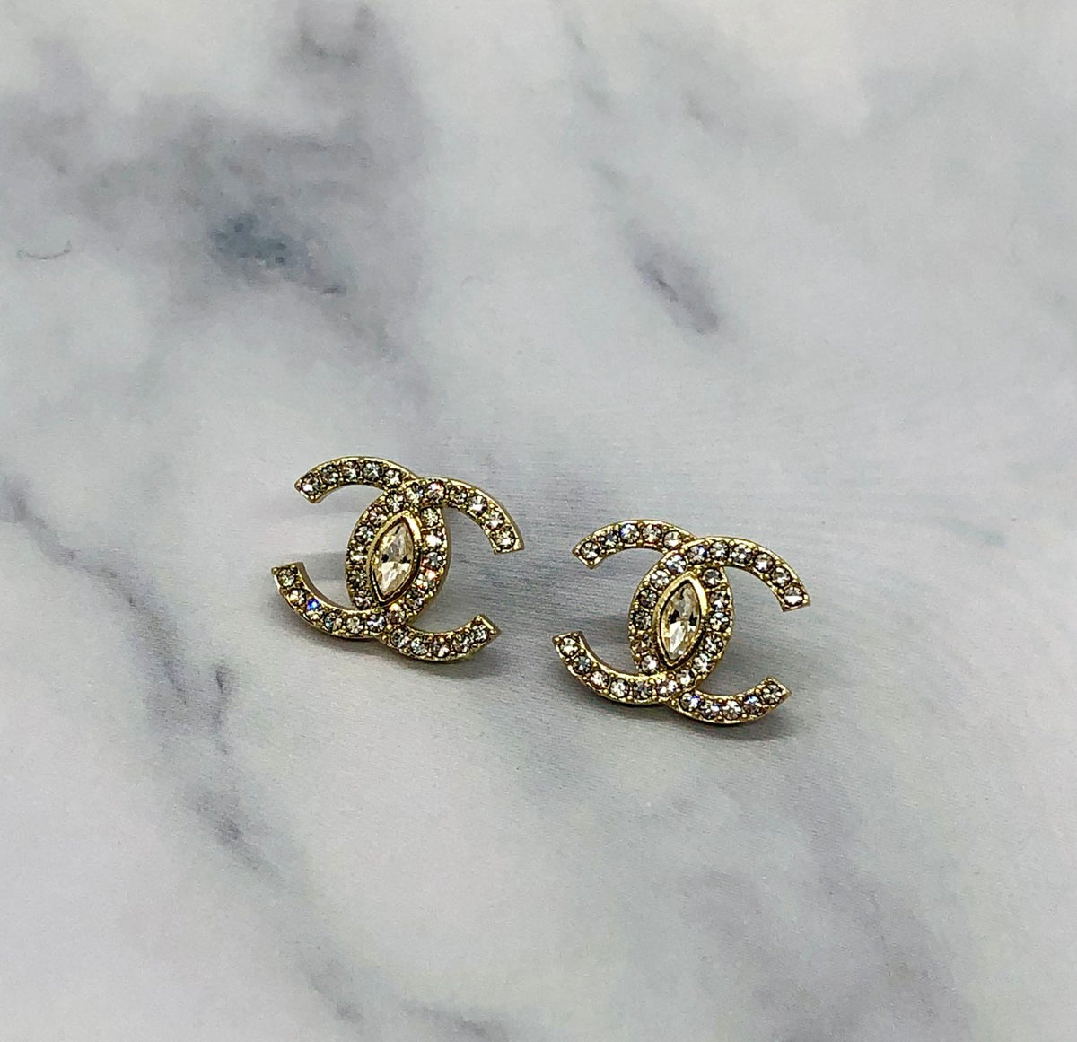 CHANEL CC Rhinestone Earrings - Pre owned